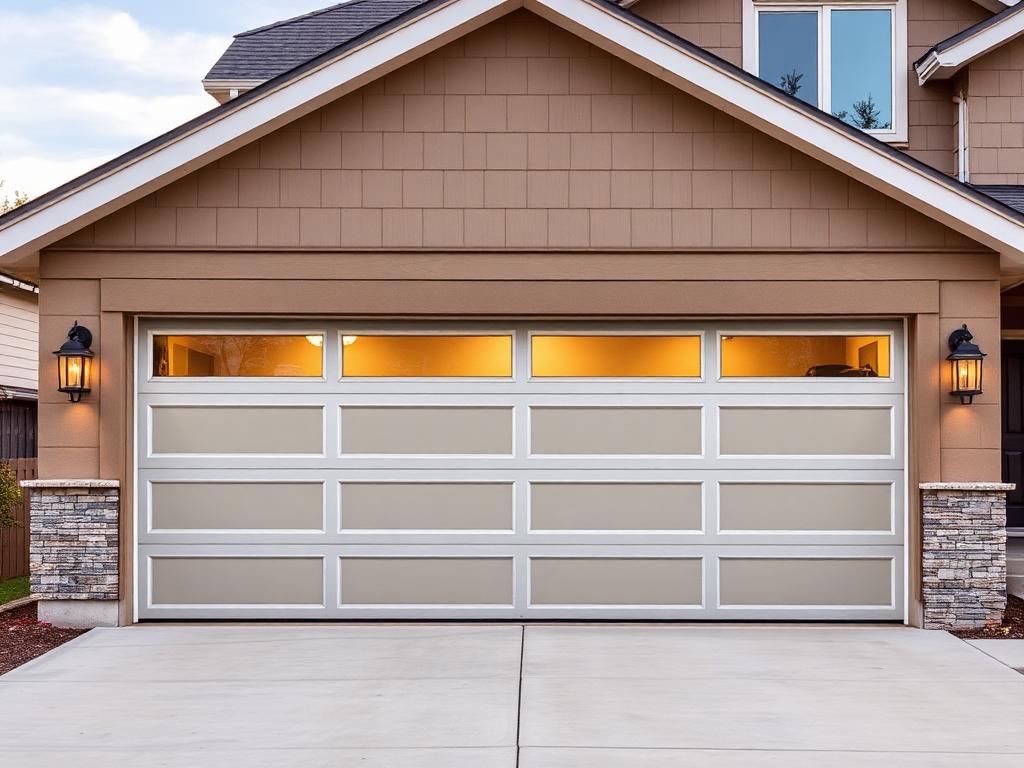 Beautiful new aluminum garage door installation on modern home exterior